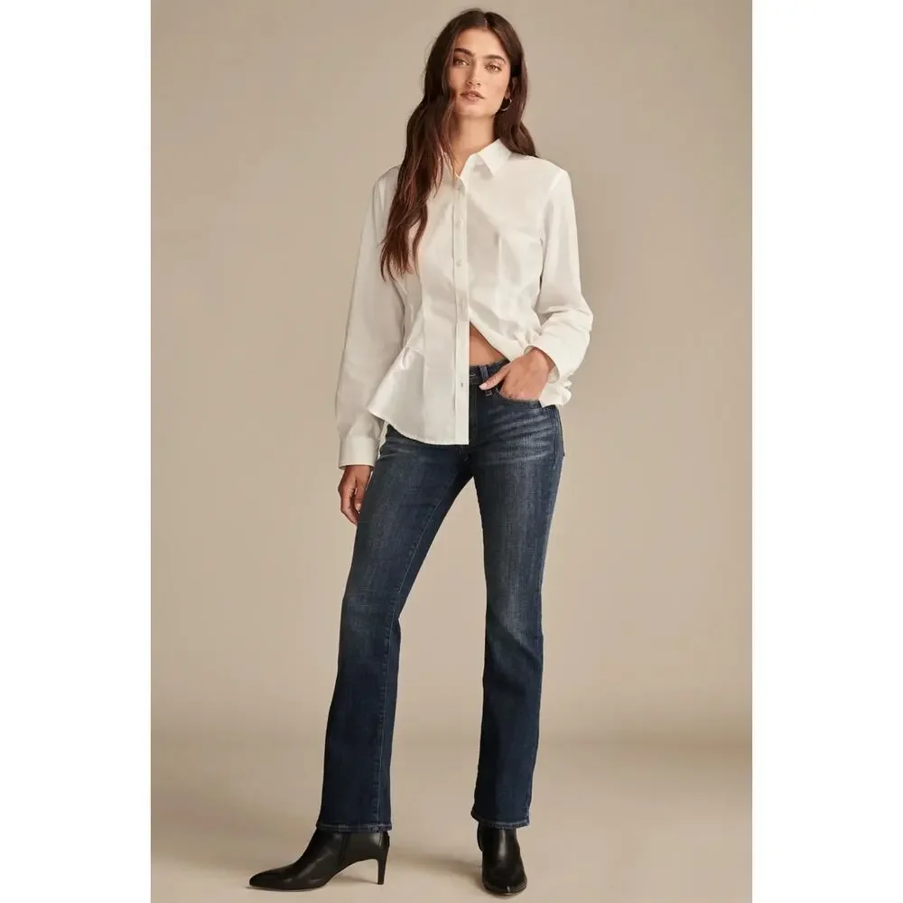 Lucky Brand Women Size 4/27 Regular Sweet Boot Mid-Rise Blue Jeans Dark Blue - Picture 1 of 9